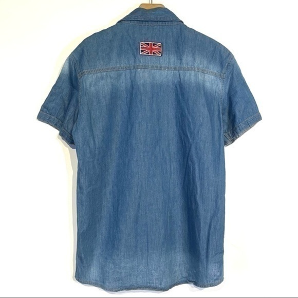 Vintage American Flag Denim Shirt S Womens Top Shirt Stars Stripes Patriotic - Picture 6 of 9